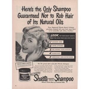 Shasta Beauty Cream Shampoo Advertisement 1950 B&W Vintage Proctor & Gamble